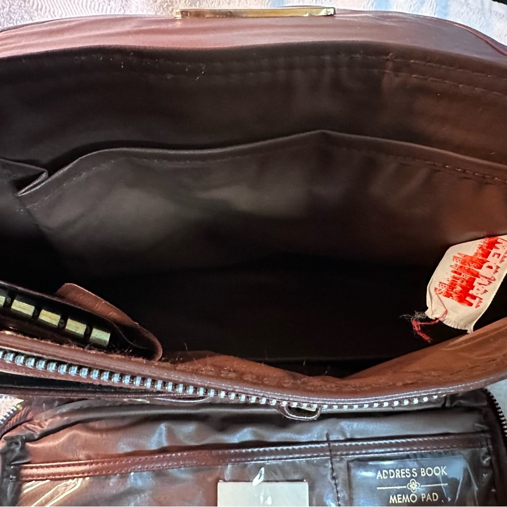 Adorable VGUC Vintage Brown Naugahyde Tandem Handbag - Picture 12 of 12